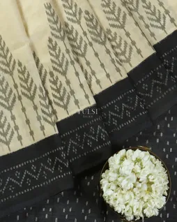 Off-White Ikat Silk Saree T4812342