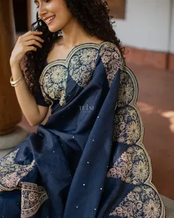 Blue Tussar Embroidery Saree T4751642