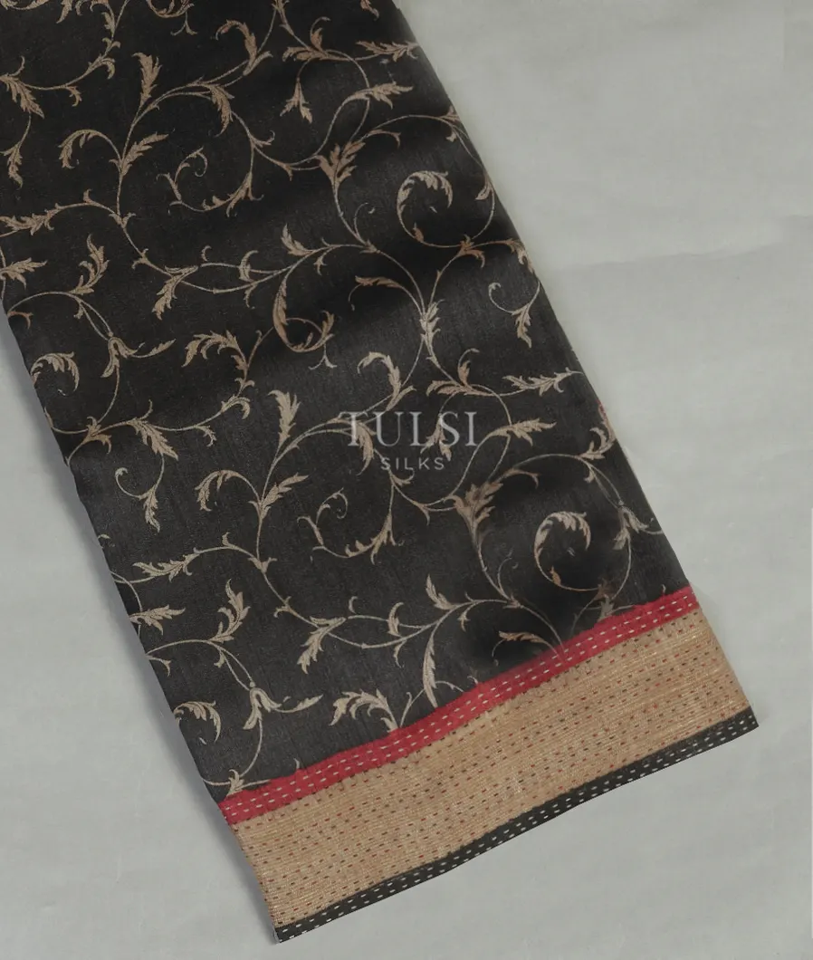 Black Tussar Printed Saree T479384-image