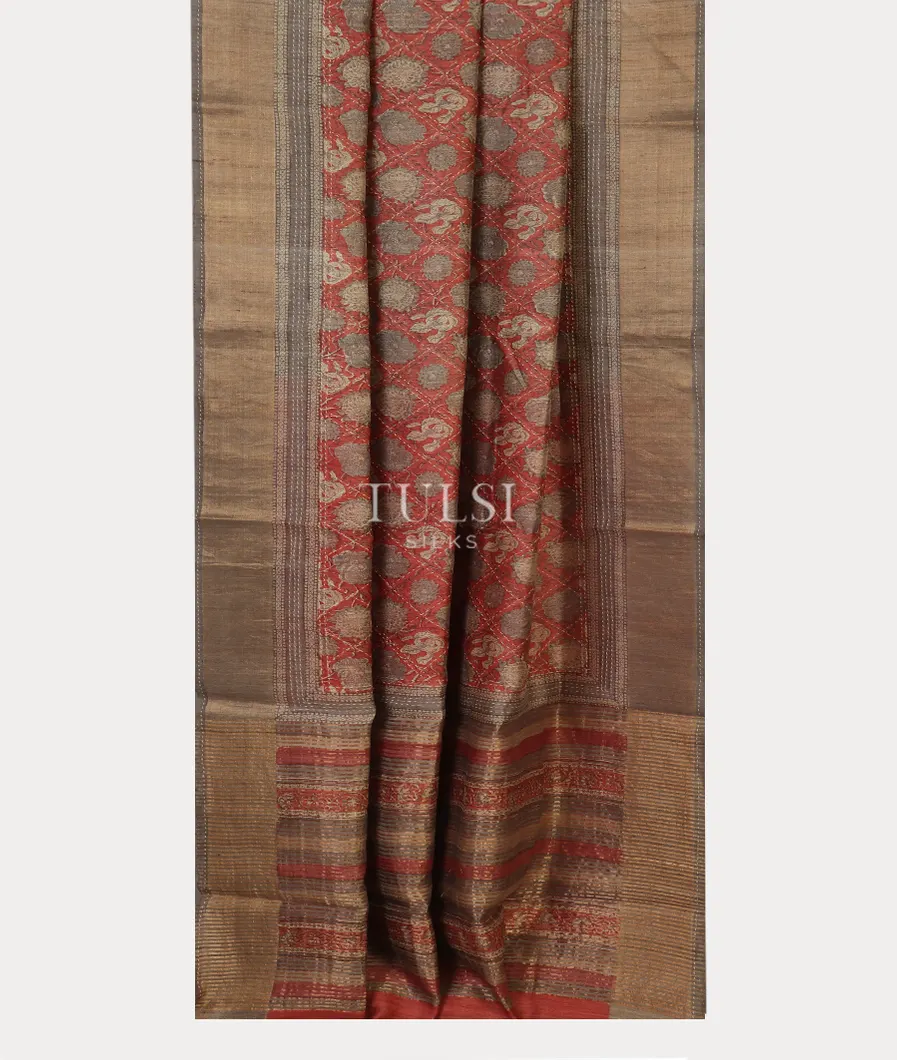 Rust Tussar Printed Saree T4794102