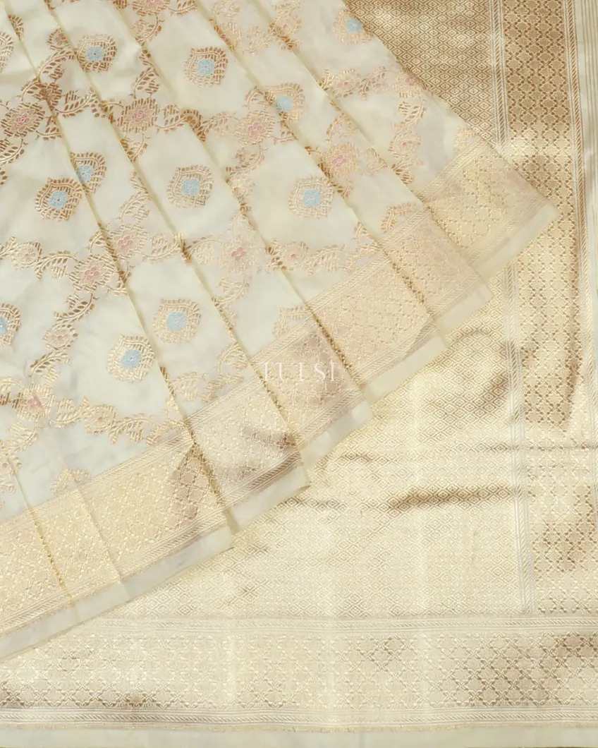 Off-White Banaras Silk Saree T4584872