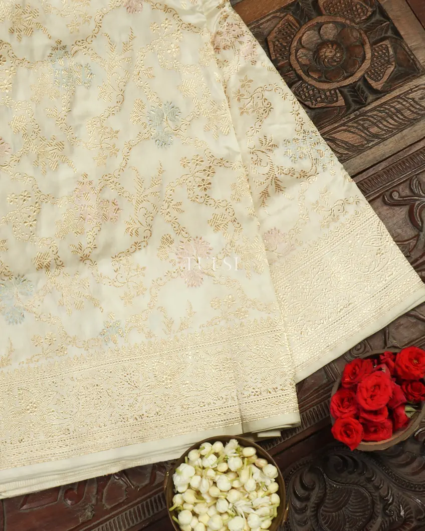 Off-White Banaras Silk Saree T458488-image