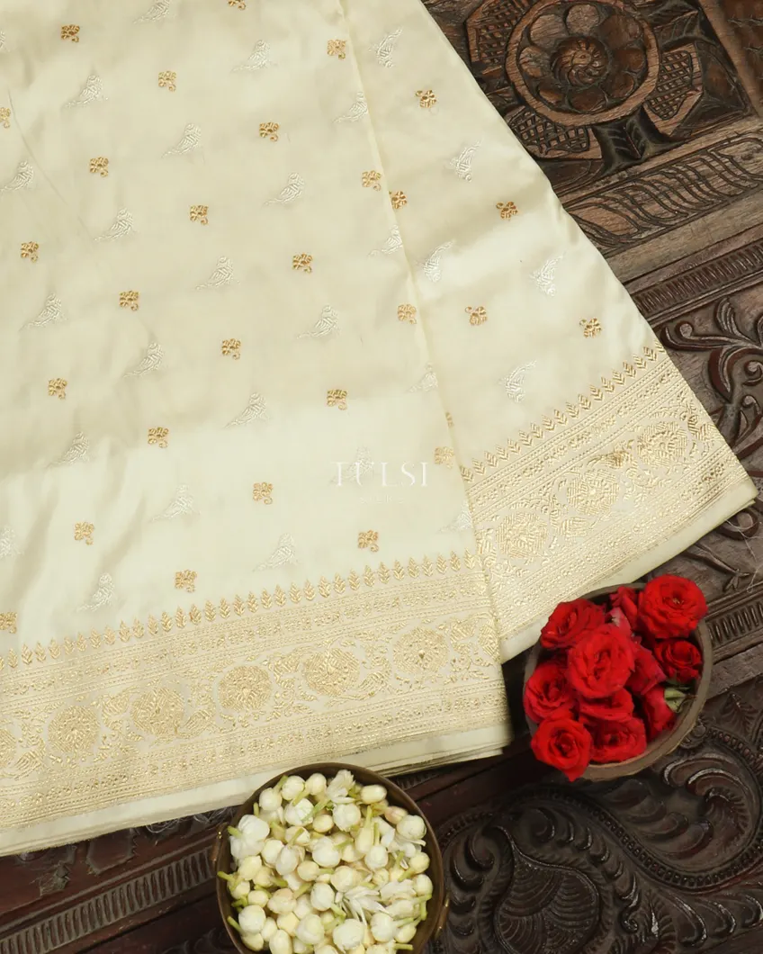 Off-White Banaras Silk Saree T457373-image