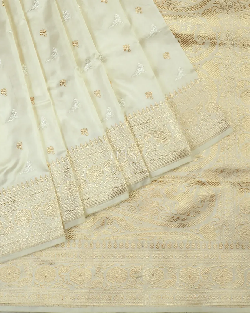 Off-White Banaras Silk Saree T4573732
