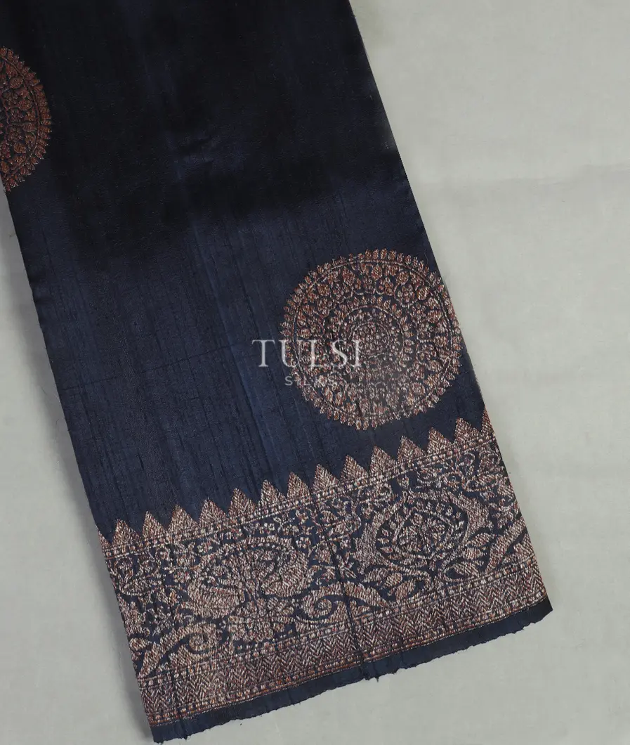Blue Banaras Tussar Saree T456518-image