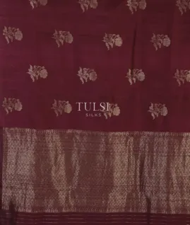 Burgundy Banaras Tussar Saree T4813384