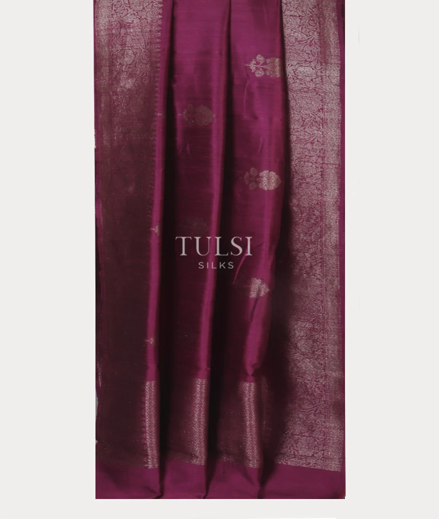Burgundy Banaras Tussar Saree  T4565142