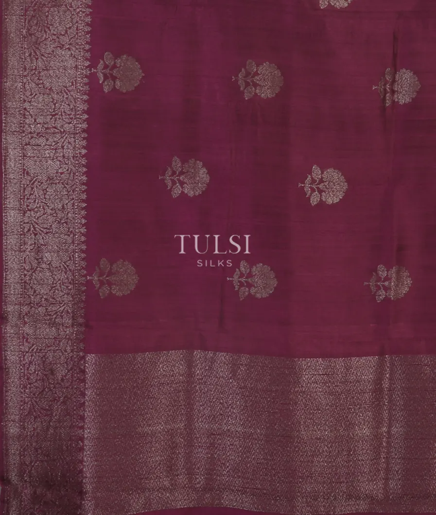 Burgundy Banaras Tussar Saree  T4565144