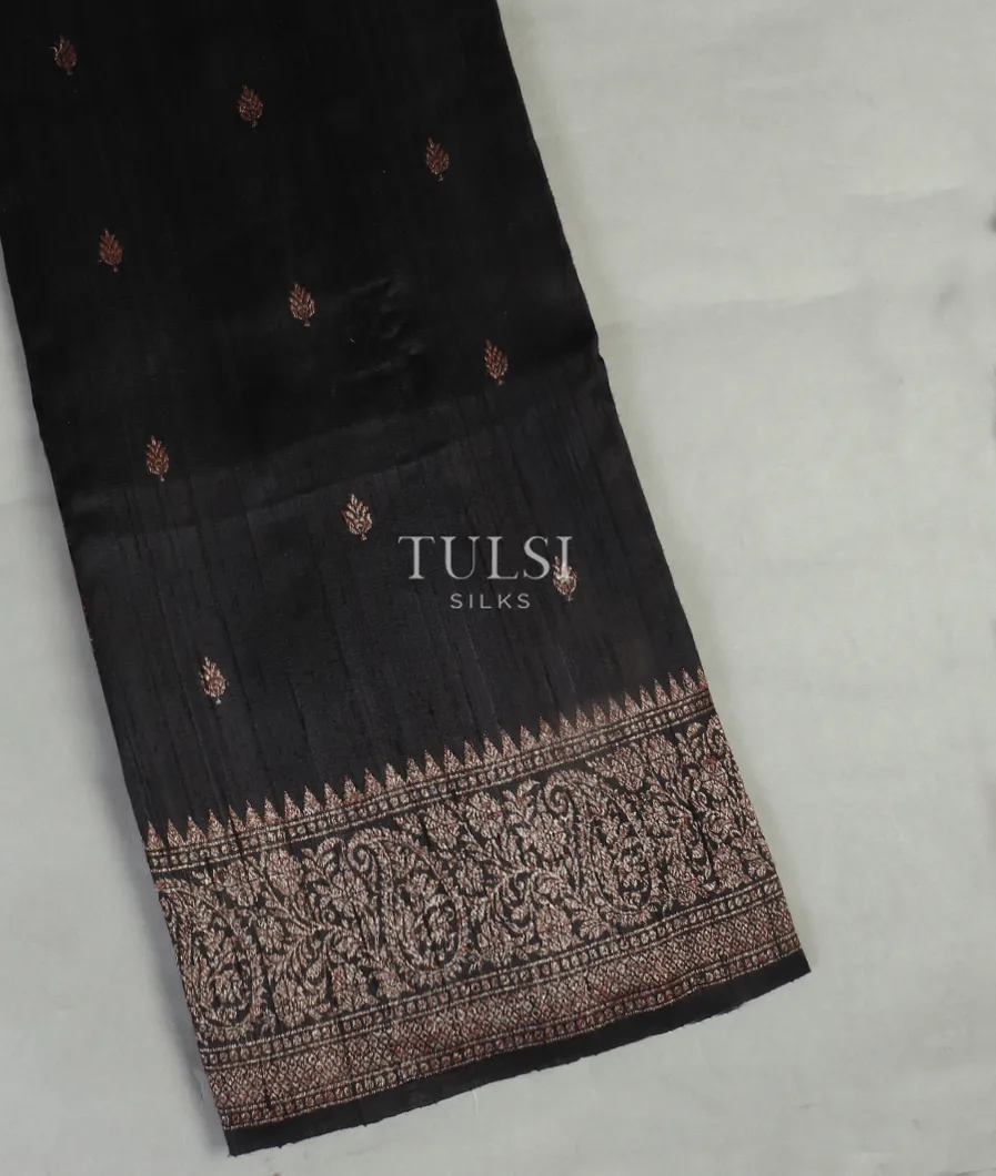 Black Banaras Tussar Saree T456493-image