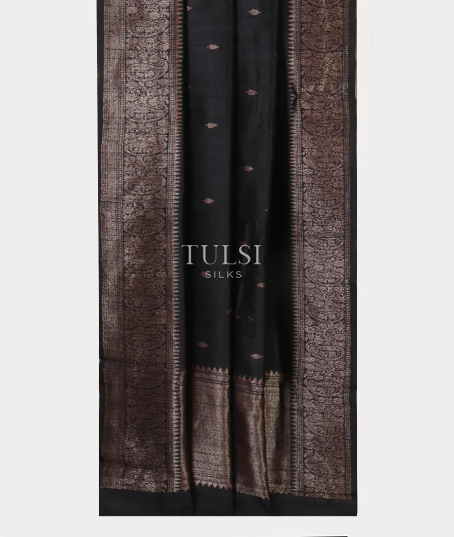 Black Banaras Tussar Saree T4564932