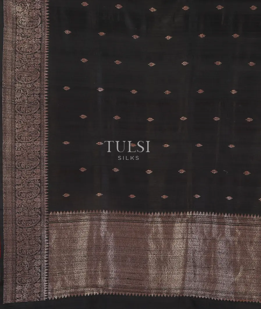 Black Banaras Tussar Saree T4564934