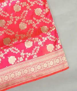 Pinkish orange Banaras Silk Saree T4606341