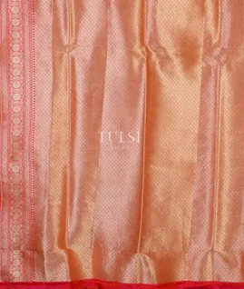 Pinkish orange Banaras Silk Saree T4606343