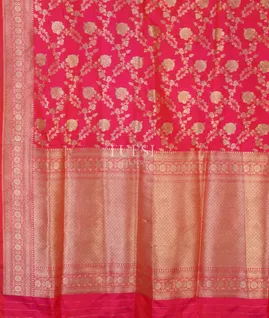 Pinkish orange Banaras Silk Saree T4606344