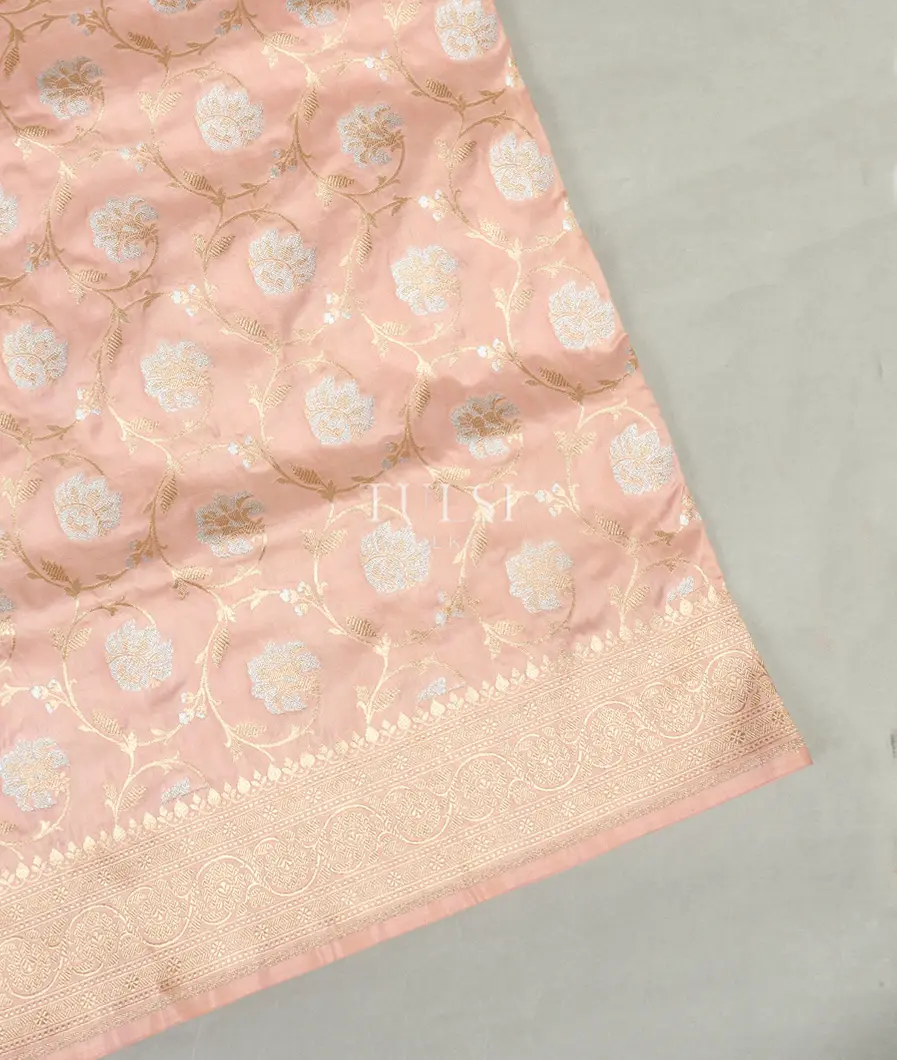 Peach Banaras Silk Saree T480383-image