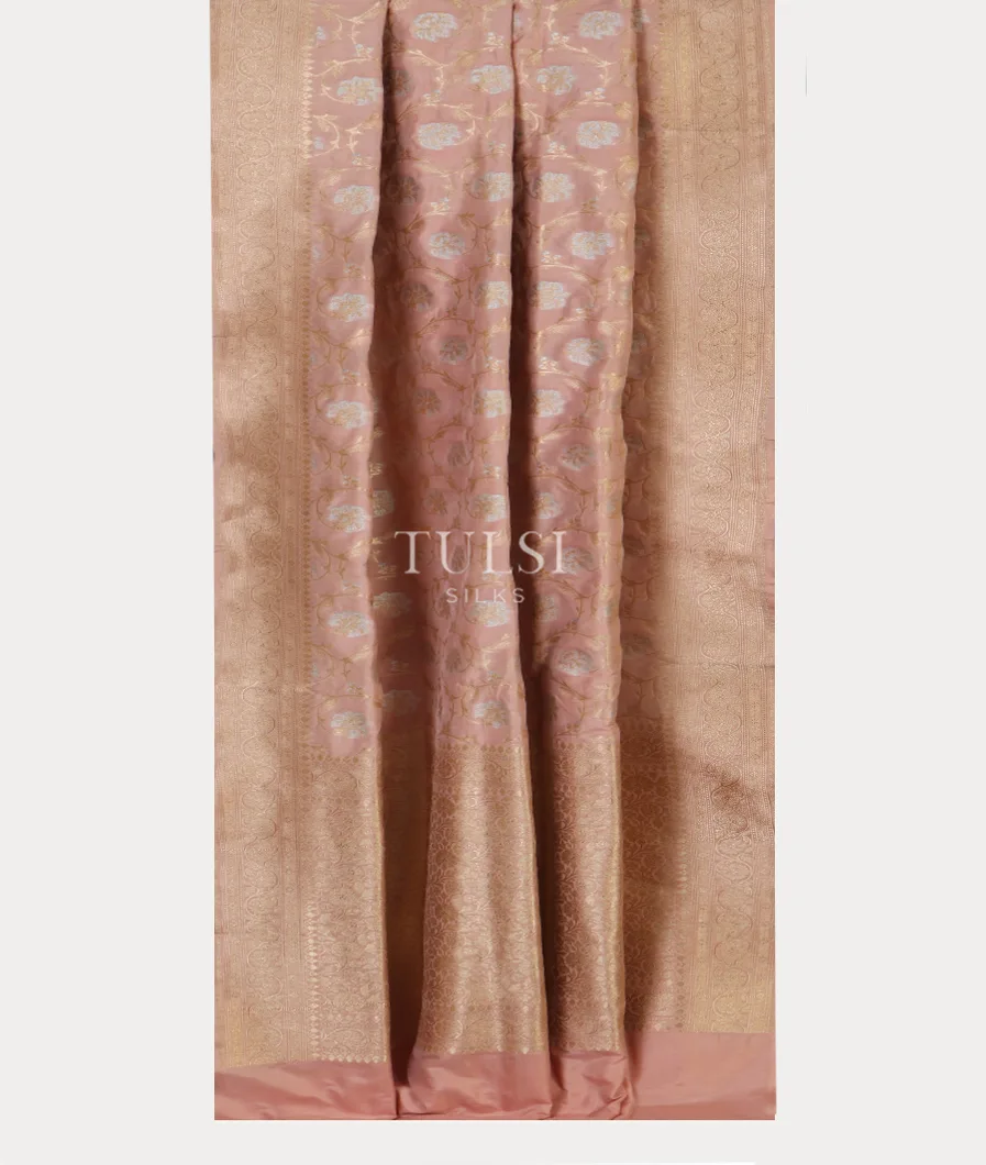 Peach Banaras Silk Saree T4803832