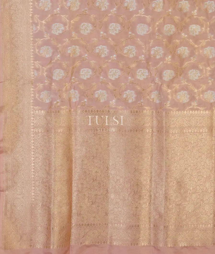 Peach Banaras Silk Saree T4803834