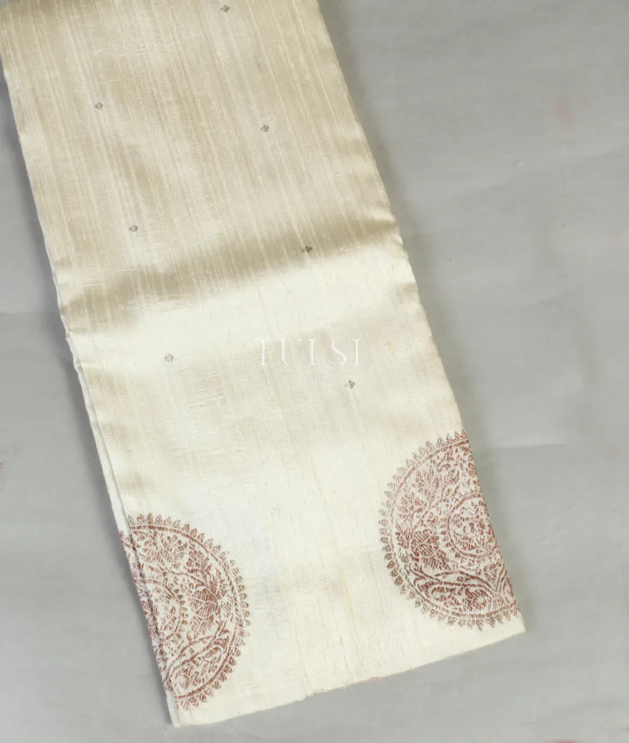 Off-White Banaras Tussar Saree  T478539-image