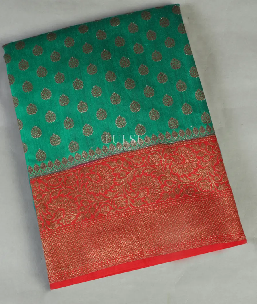 Green Banaras Tussar Saree T398157-image