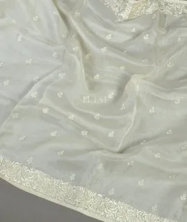 Off-White Silk Kota Embroidery Saree T4843552
