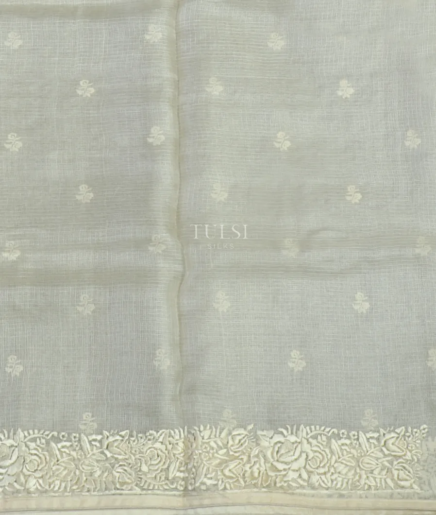 Off-White Silk Kota Embroidery Saree T4843553