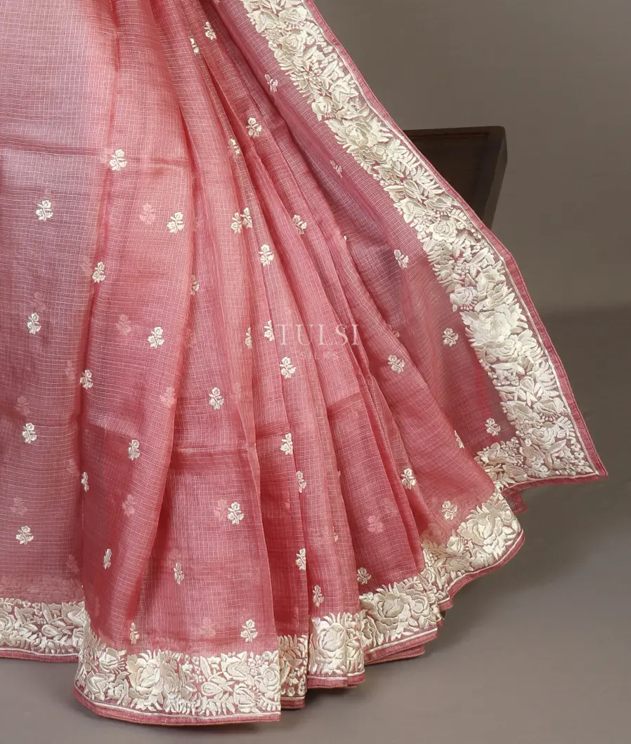 Pink Silk Kota Embroidery Saree T484354-image