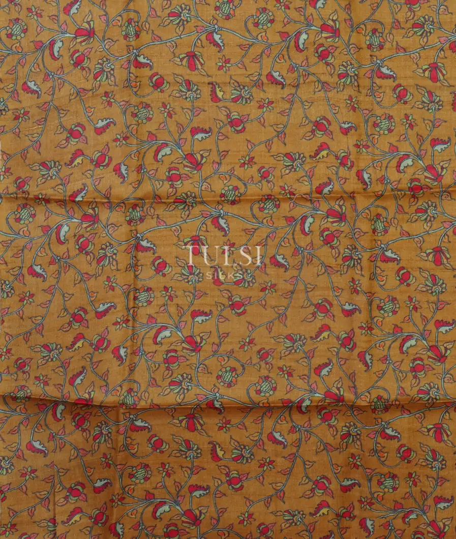 Red Tussar Printed Saree T4827033