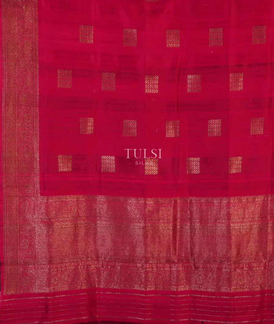 Magenta Banaras Tussar Saree T4813494