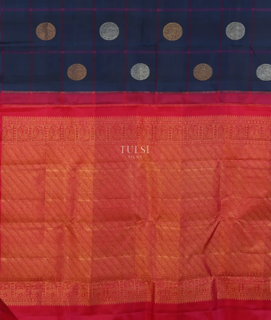 Blue Handwoven Kanjivaram Silk Saree T4786734