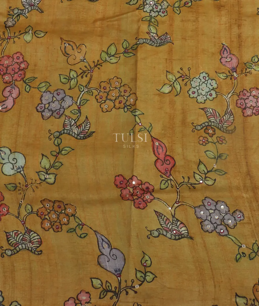 Green Woven Tussar Saree T4840563