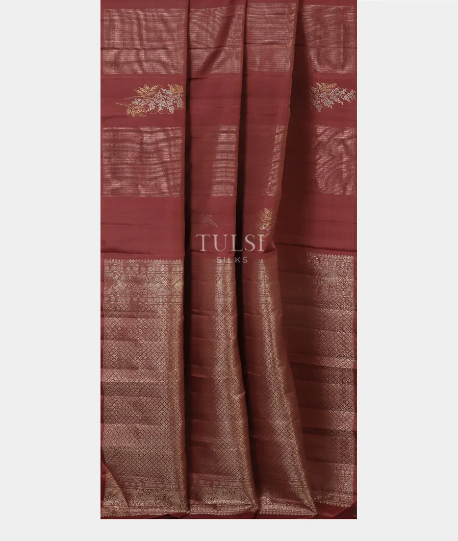 Brown Handwoven Kanjivaram Silk Saree T4816222
