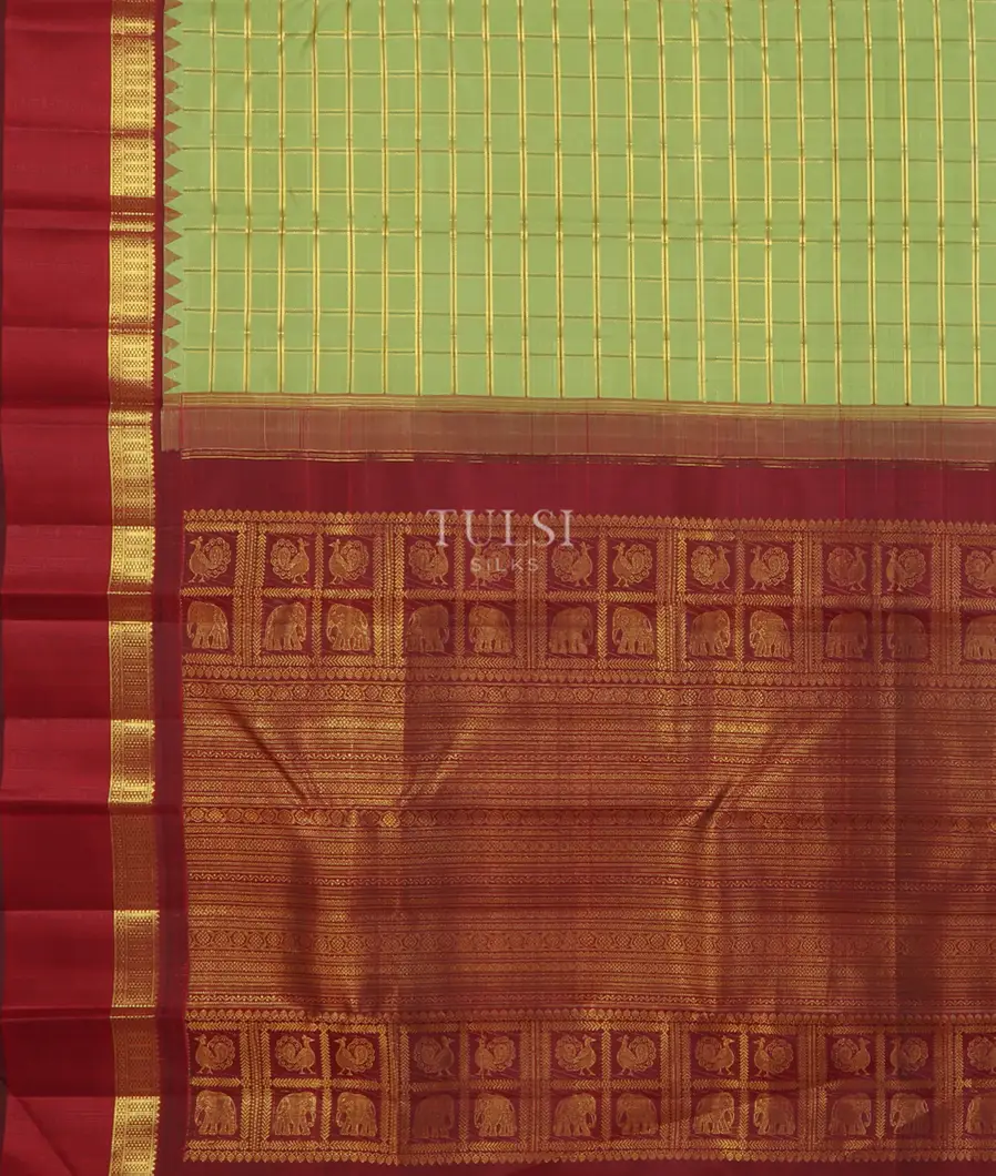 Green Handwoven Kanjivaram Silk Saree T4570124