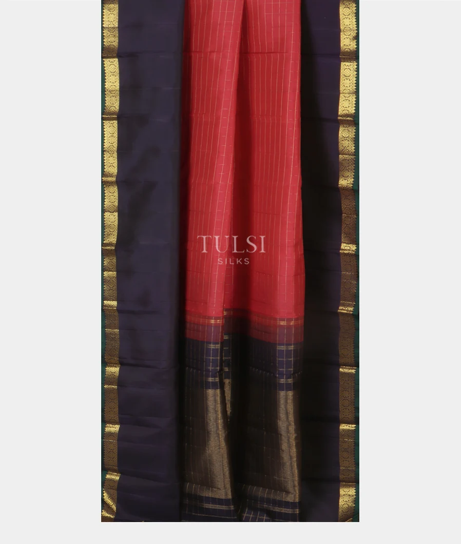 Pinkish Red Handwoven Kanjivaram Silk Saree T4390512