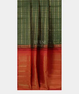 Green Handwoven Kanjivaram Silk Saree T4636982