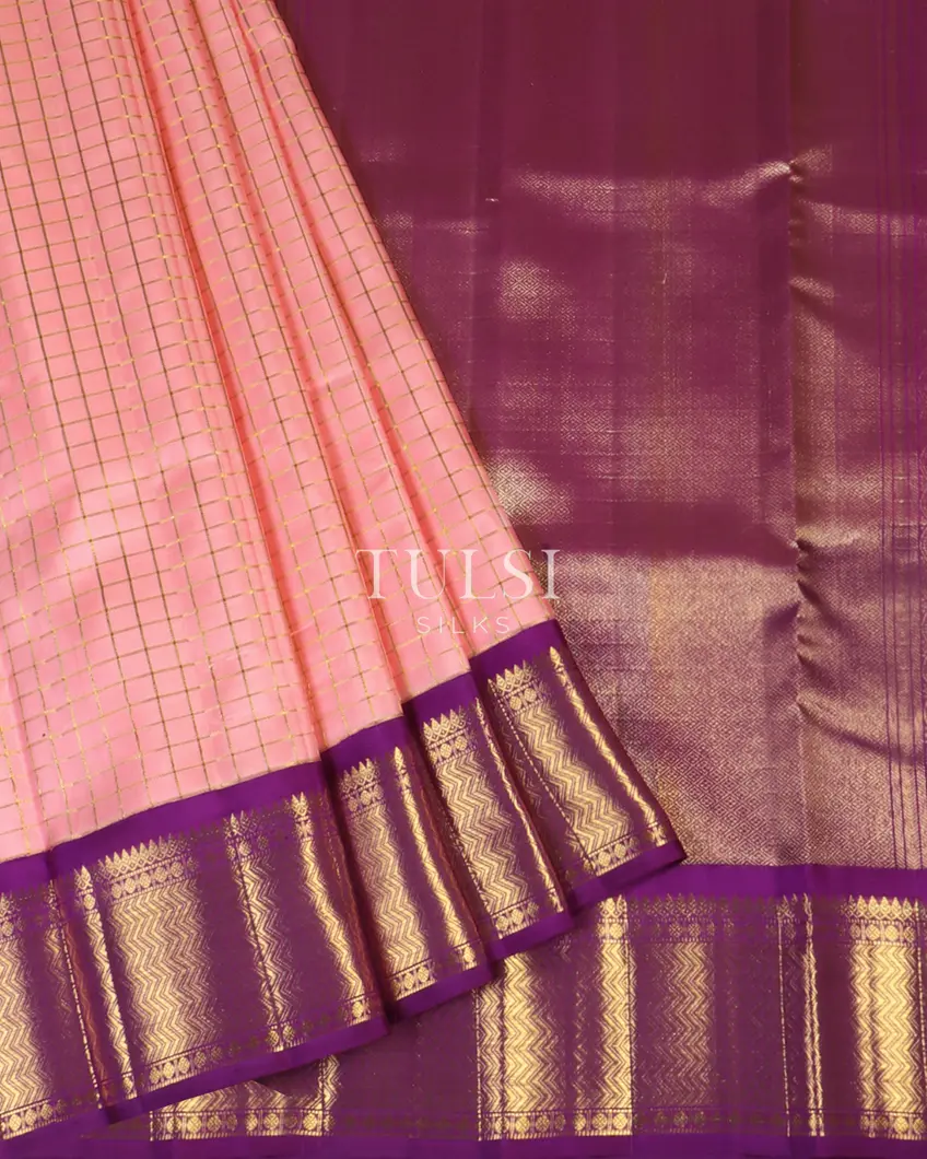 Peach Handwoven Kanjivaram Silk Saree T4826362