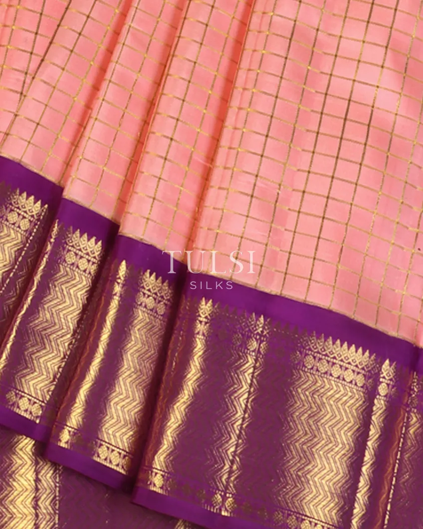 Peach Handwoven Kanjivaram Silk Saree T4826364
