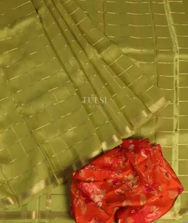 Mehndi Green Mysore Crepe Silk Saree T4780072