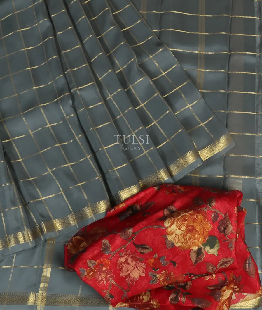 Grey Mysore Silk Saree T4780062