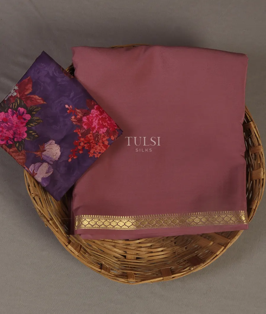 Lavender Pink Mysore Crepe Silk Saree T473936-image