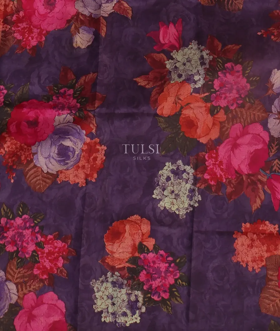 Lavender Pink Mysore Crepe Silk Saree T4739364