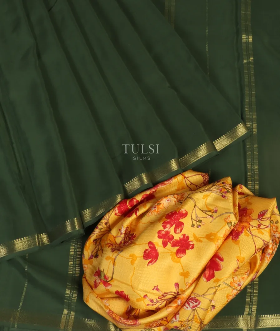 Green Mysore Crepe Silk Saree T4739342