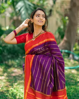 Purple Handwoven Kanjivaram Silk Saree T4783401
