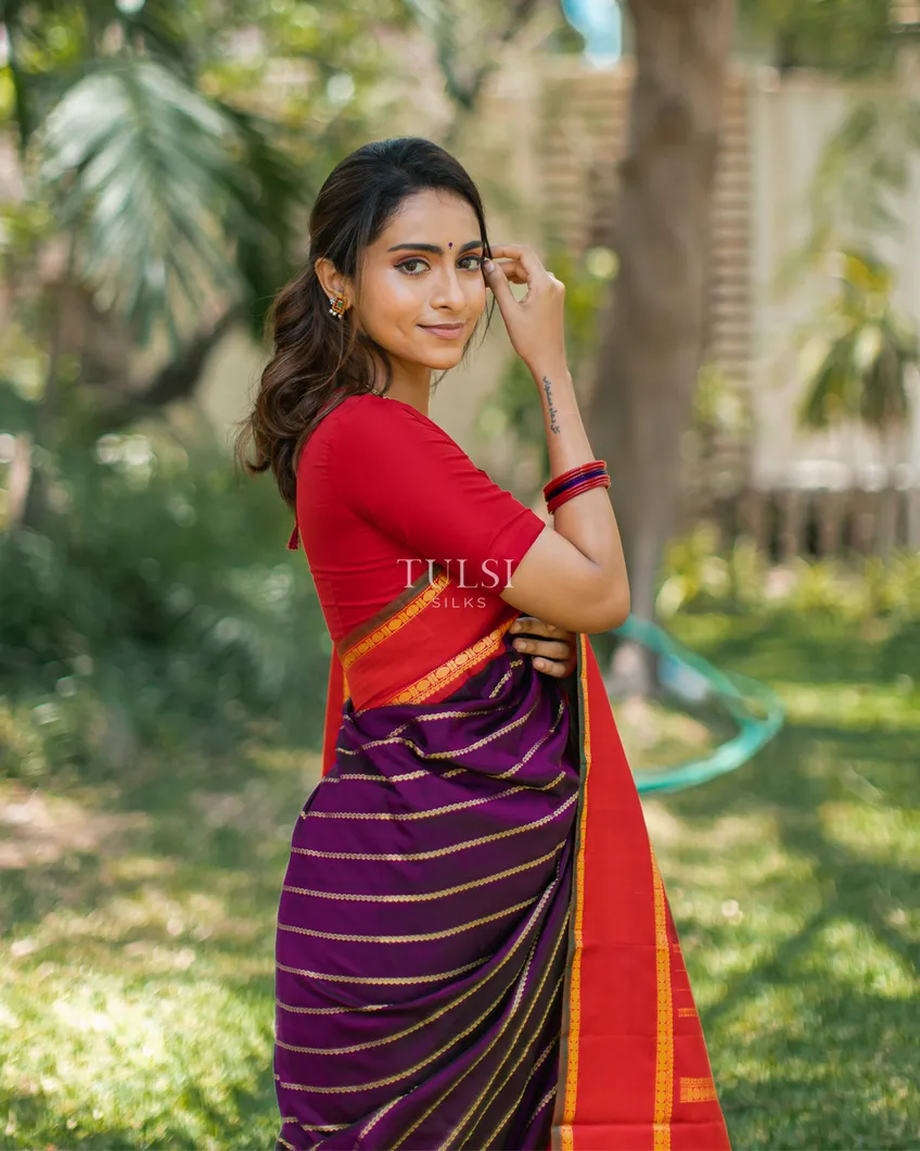 Buy Ilkal Cotton Silk Handloom Saree : Ilkal 'Humble Henna Saree' – Ek Dori