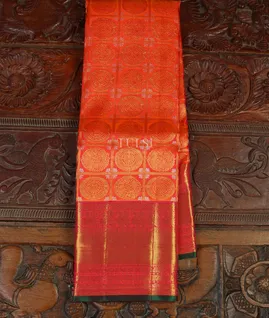 Orange Handwoven Kanjivaram Silk Saree T4825991