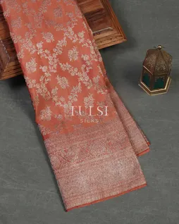 Rust Handwoven Kanjivaram Silk Saree T4816371
