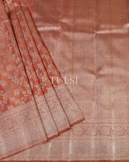 Rust Handwoven Kanjivaram Silk Saree T4816372