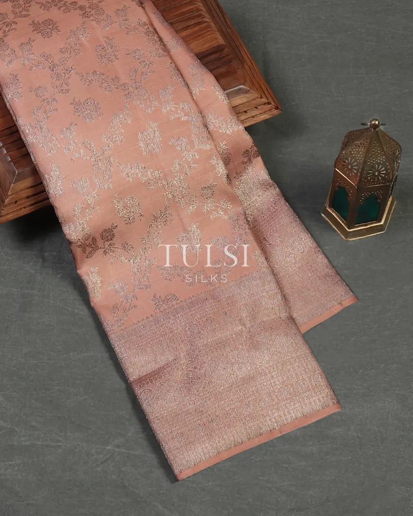 Dusky Peach Handwoven Kanjivaram Silk Saree T481632-image