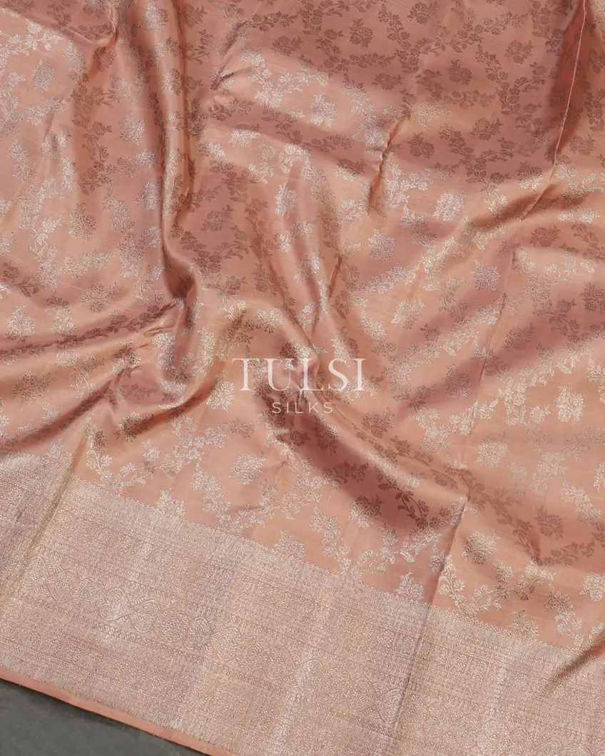 Dusky Peach Handwoven Kanjivaram Silk Saree T4816324