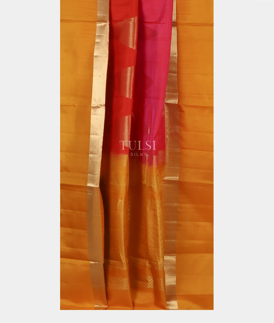 Red and Pink Soft Silk Saree T4770292