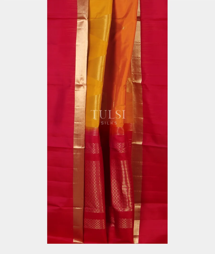 Yellow And Orange Soft Silk Saree T4770262